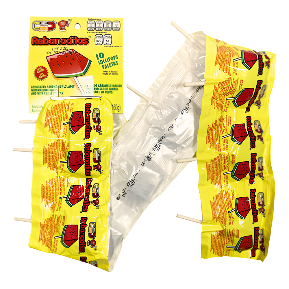 Candy Pop Paleta Rebanaditas Tira Con Chile - 10 Pieces